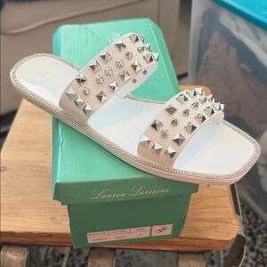 Lauren Lorraine White Studded Sandals